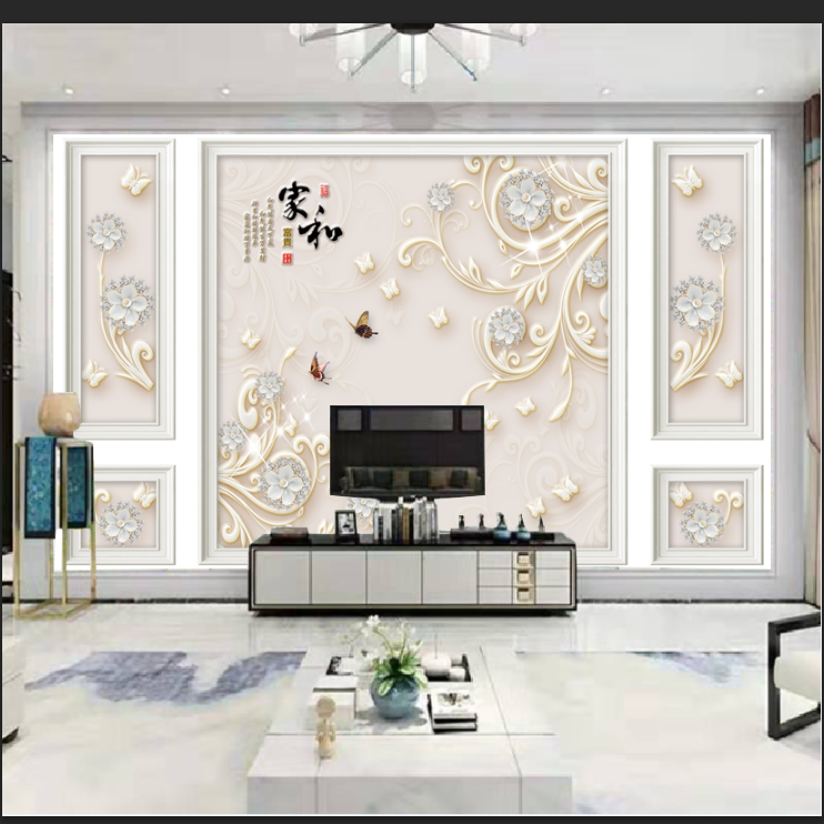 【简约小花】电视背景墙卧室背景客厅背景沙发背景墙
