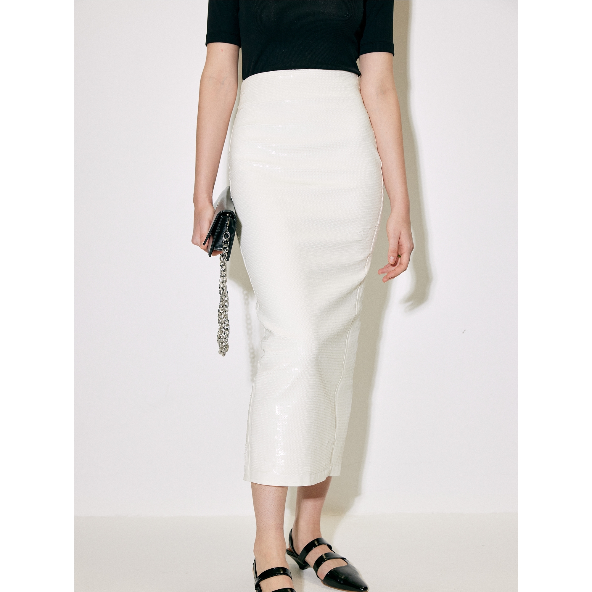 Z老板RO重工珠片燕尾长款半身裙高腰显瘦包臀裙秋季a字半身长裙