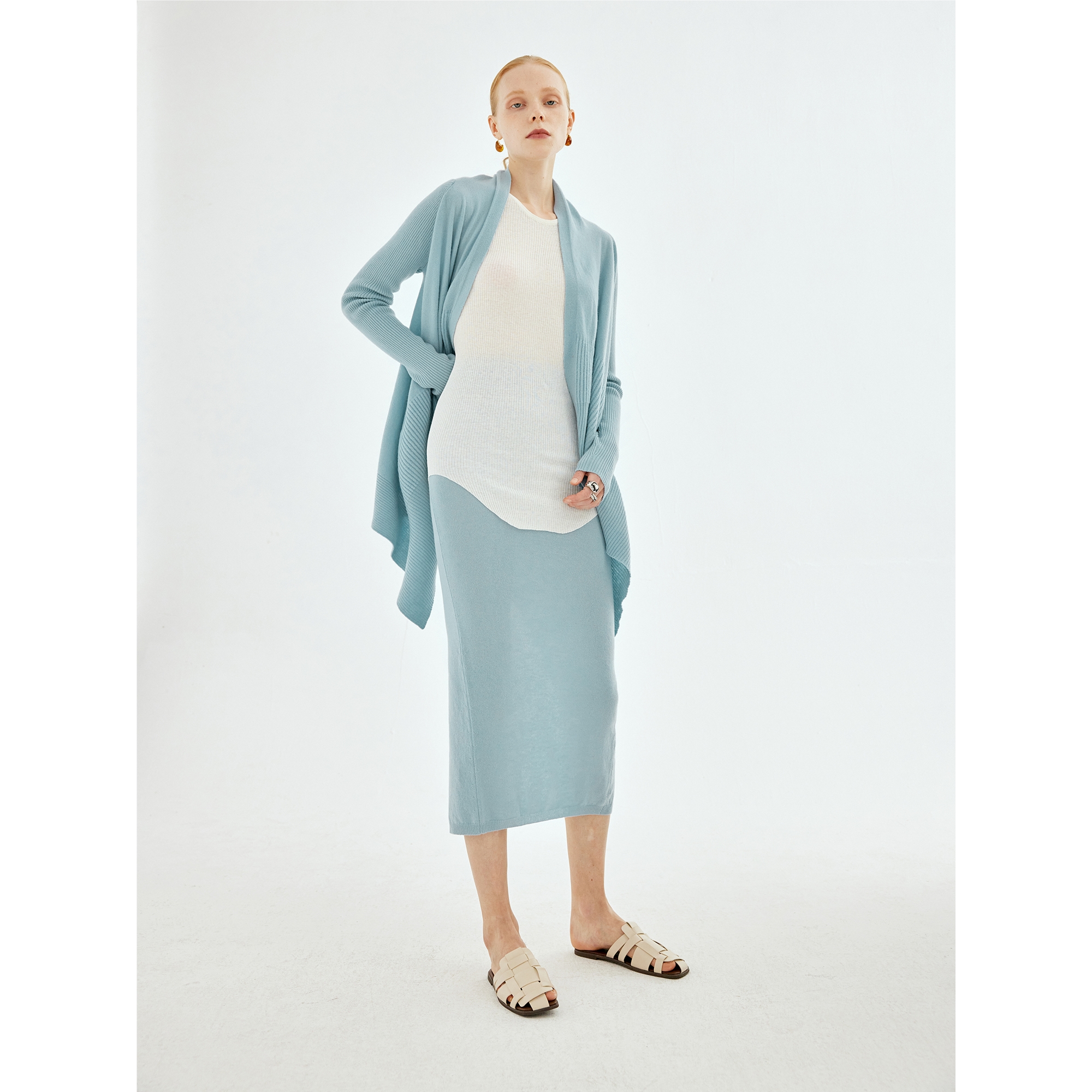 Z老板RO后开叉窄腿半身裙女秋冬中长裙冬天穿a字毛呢包臀裙