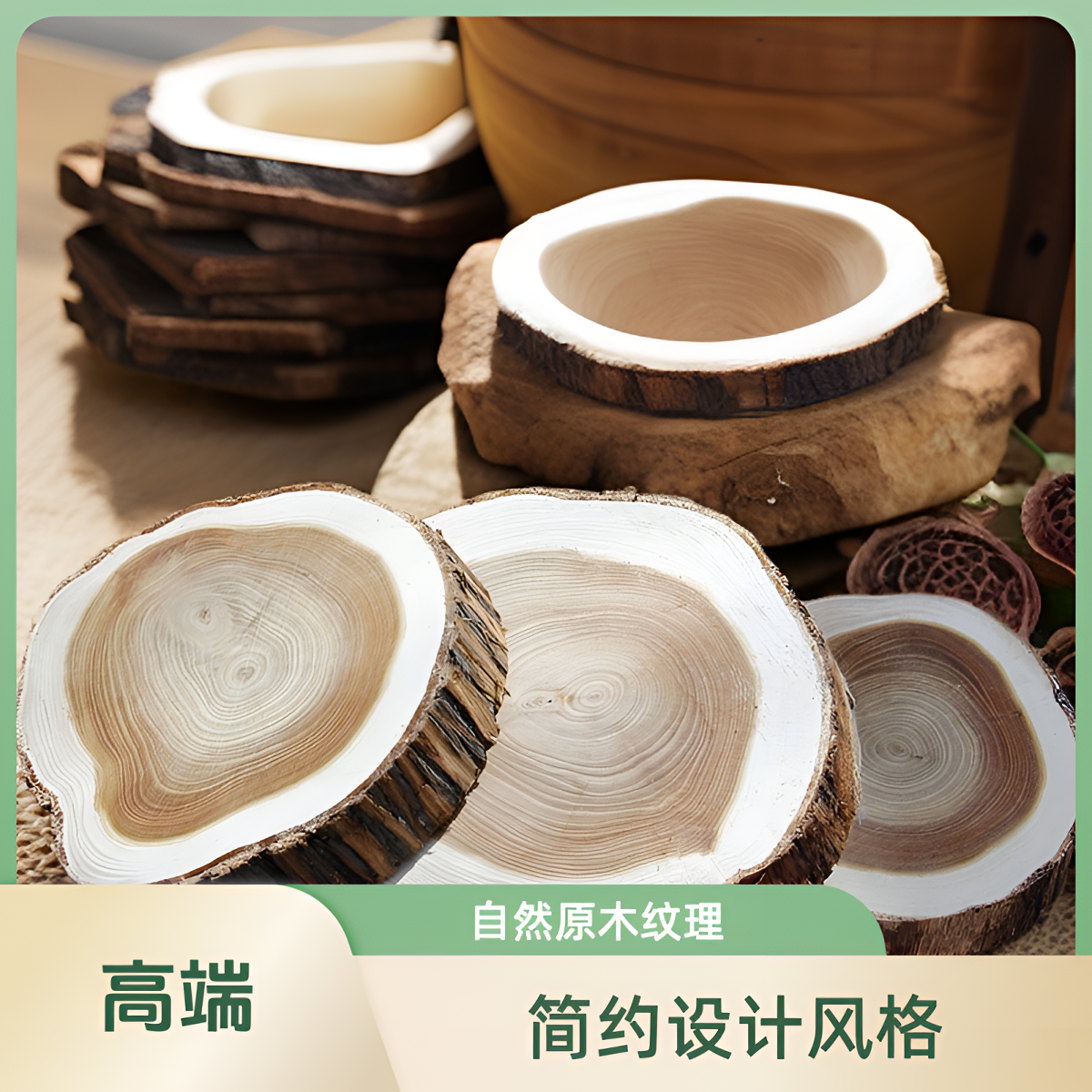 天然太行香柏木实木茶托杯垫壶垫横切隔热围炉煮茶底座花瓶底托