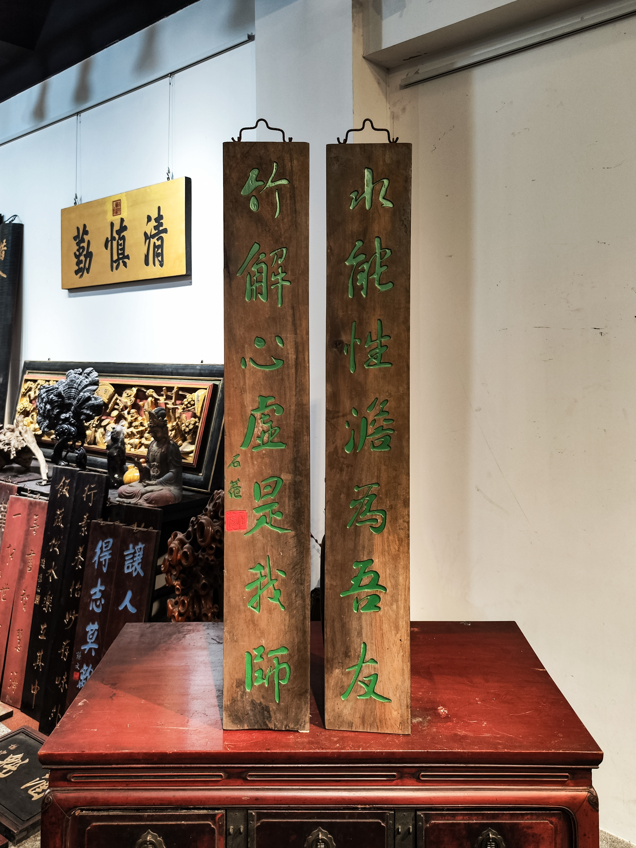 实木牌匾定制匾额制作木质招牌匾圆弧对联雕刻水能