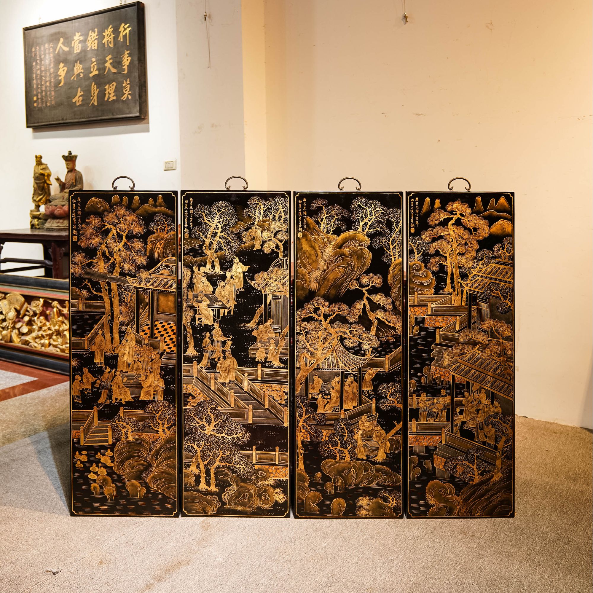 【珍藏级】【精美绝伦】【值得拥有】 【珍品精拍】琴棋书画漆画四条屏