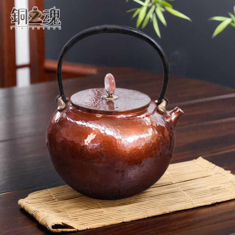 铜壶紫铜茶壶烧水煮泡一体加厚一张打提梁单壶大容量家用功夫茶具