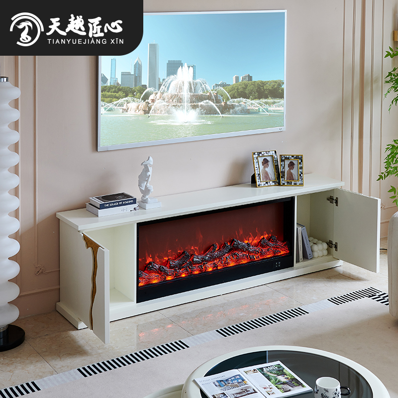 天越2m法式壁炉电视柜 家用美式储物柜 仿真火背景墙电子壁炉芯