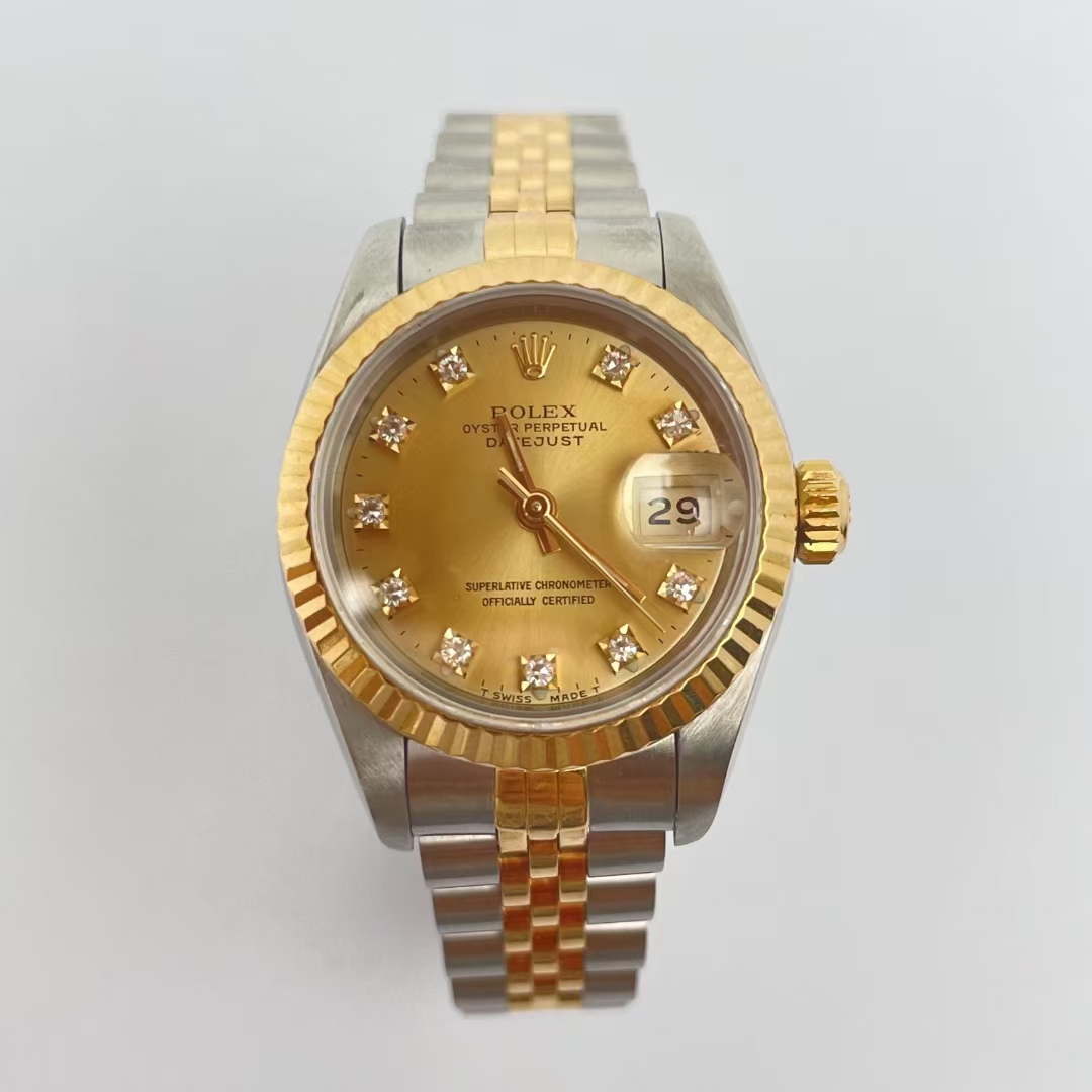 95新 Rolex/劳力士 劳力士女装日志/单表/26mm/18k黄金/69173