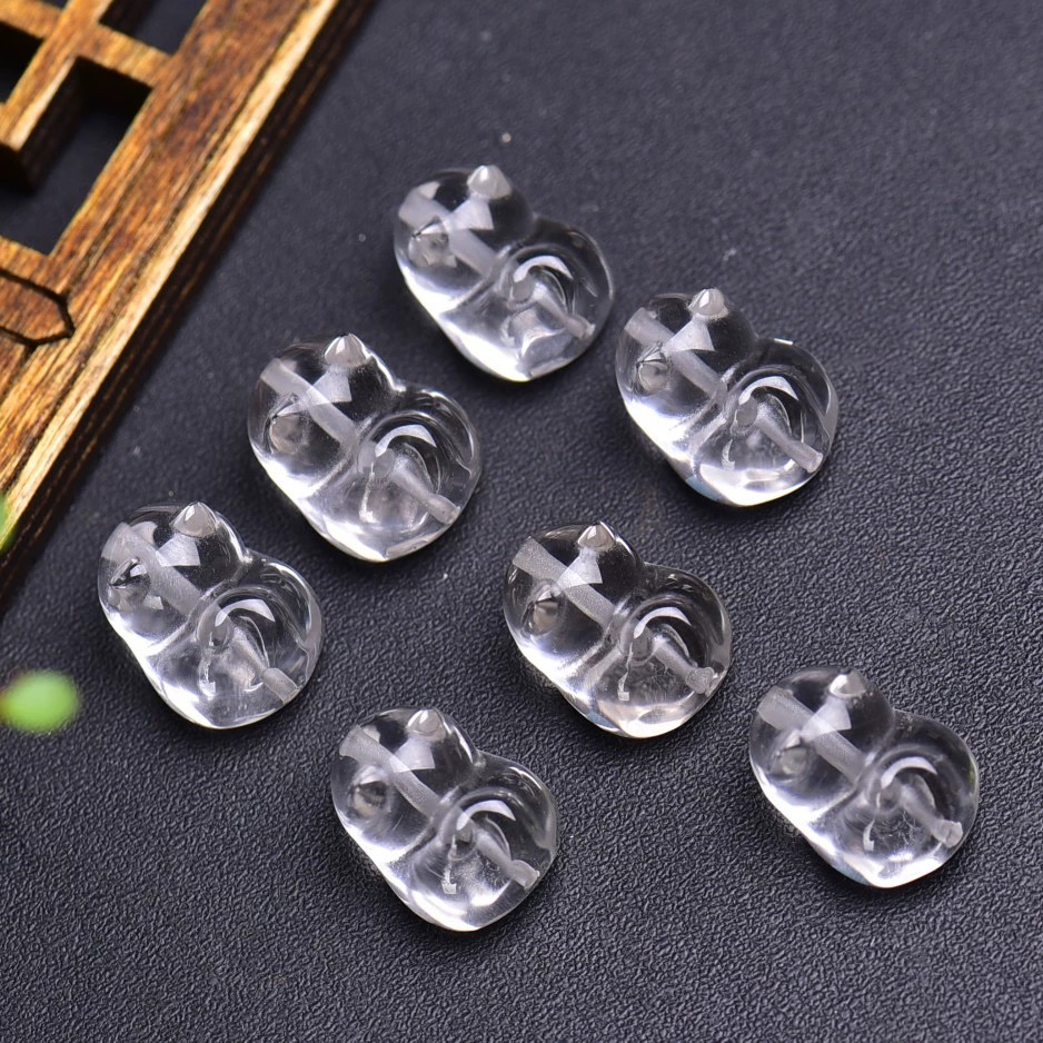 天然 白水晶 趴趴猫  雕刻件可爱饰品diy配饰简约百搭礼物