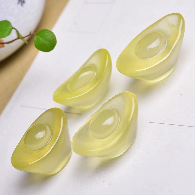 天然水晶元宝黄水晶金元宝聚宝盆水晶洞小摆件招财纳福