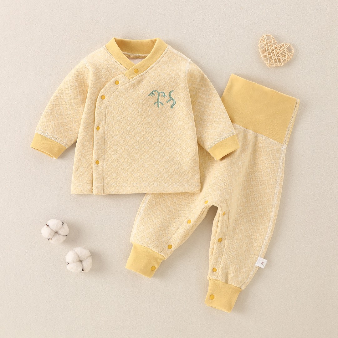 婴儿加绒套装保暖加厚新生儿儿童衣服加厚高腰护肚幼儿宝宝秋冬季