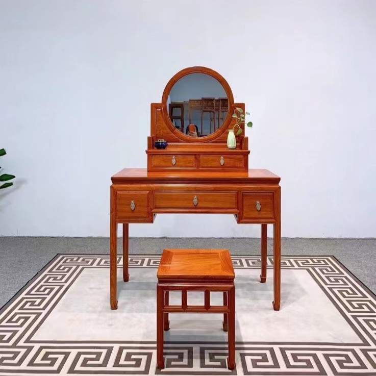 恒达素朴居缅甸花梨（大果紫檀）精品马蹄脚梳妆台