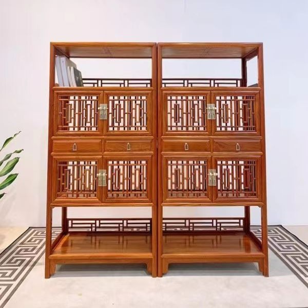 恒达素朴居缅甸花梨（大果紫檀）精品梳条书柜（大号）