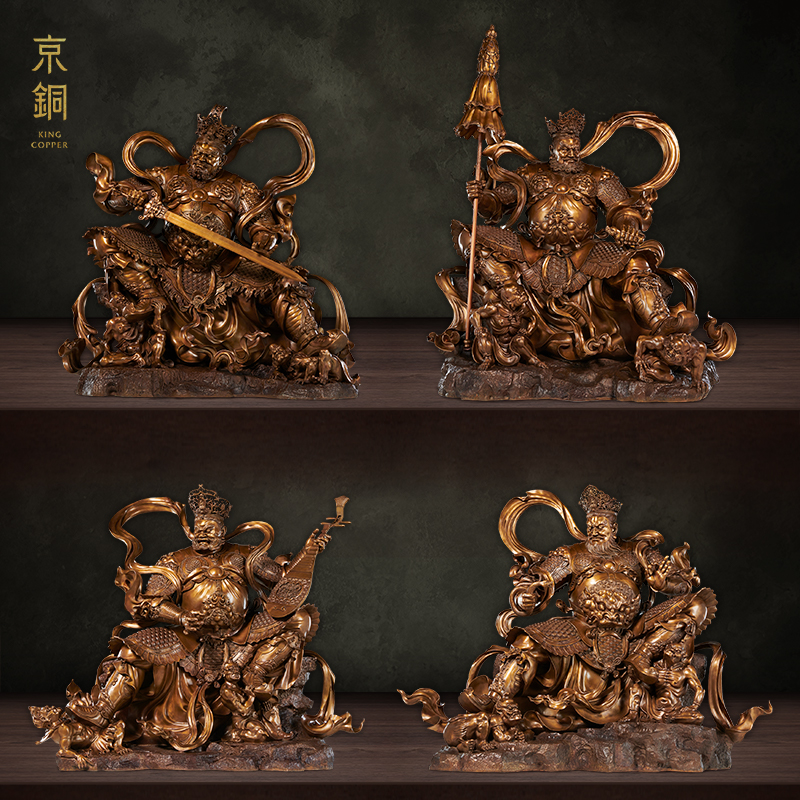 京铜紫铜四大天王雕像四大金刚护法神像站像增长广目天王佛像摆件