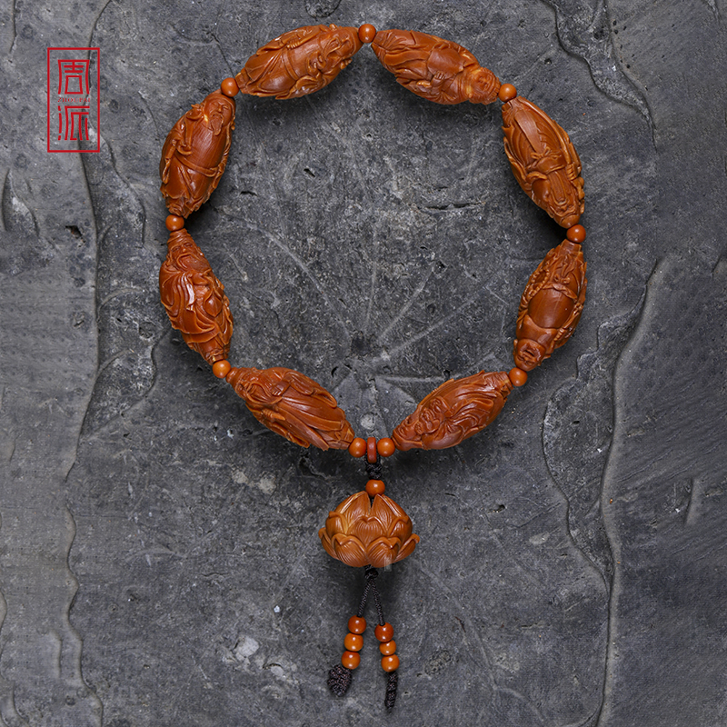 周派春毅核坊小籽上洞八仙橄榄核手串八仙过海纯手工核雕苏工