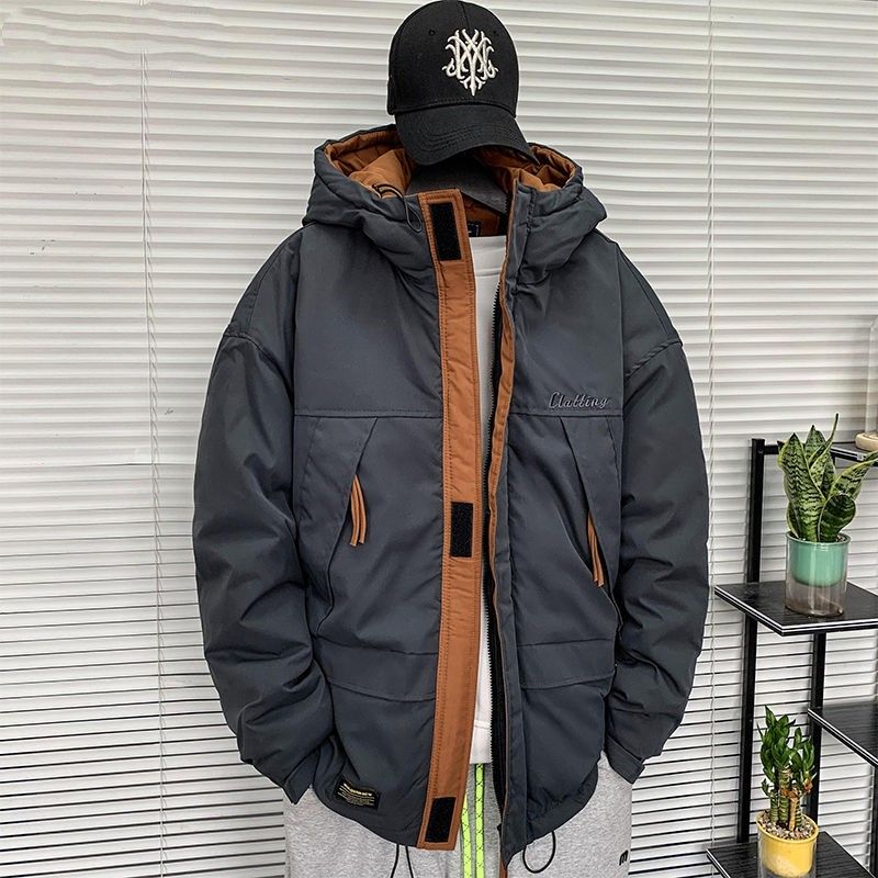 秋冬保暖冬季连帽工装棉服男宽松棉衣2023新款男士加厚棉袄保暖冲