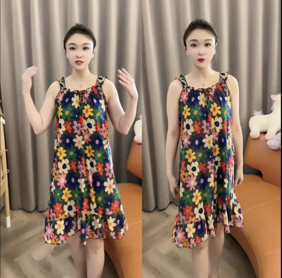 无袖大码薄款睡裙夏季吊带遮肉裙子洋气新款显瘦印花背心连衣裙