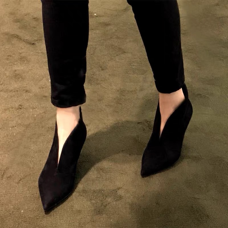 【V口高跟鞋】时尚气质V口磨砂高跟鞋