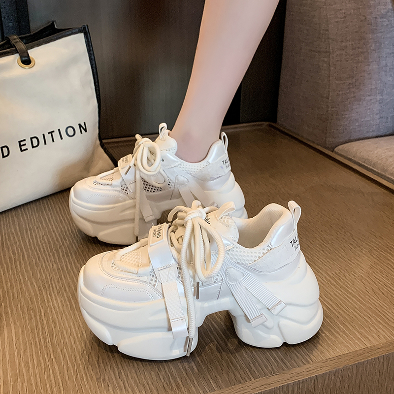 网面透气老爹鞋女鞋2025新款夏季小个子鞋子ins潮炸街厚底增高鞋