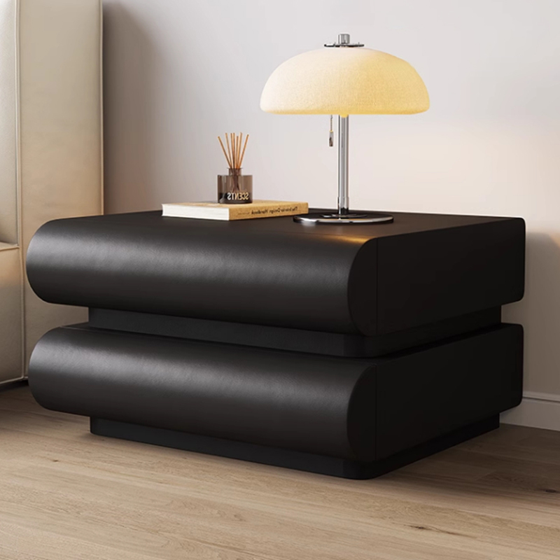 #助眠好物 bf月半床头柜意式极简床边柜黑色皮质收纳柜现代储物柜