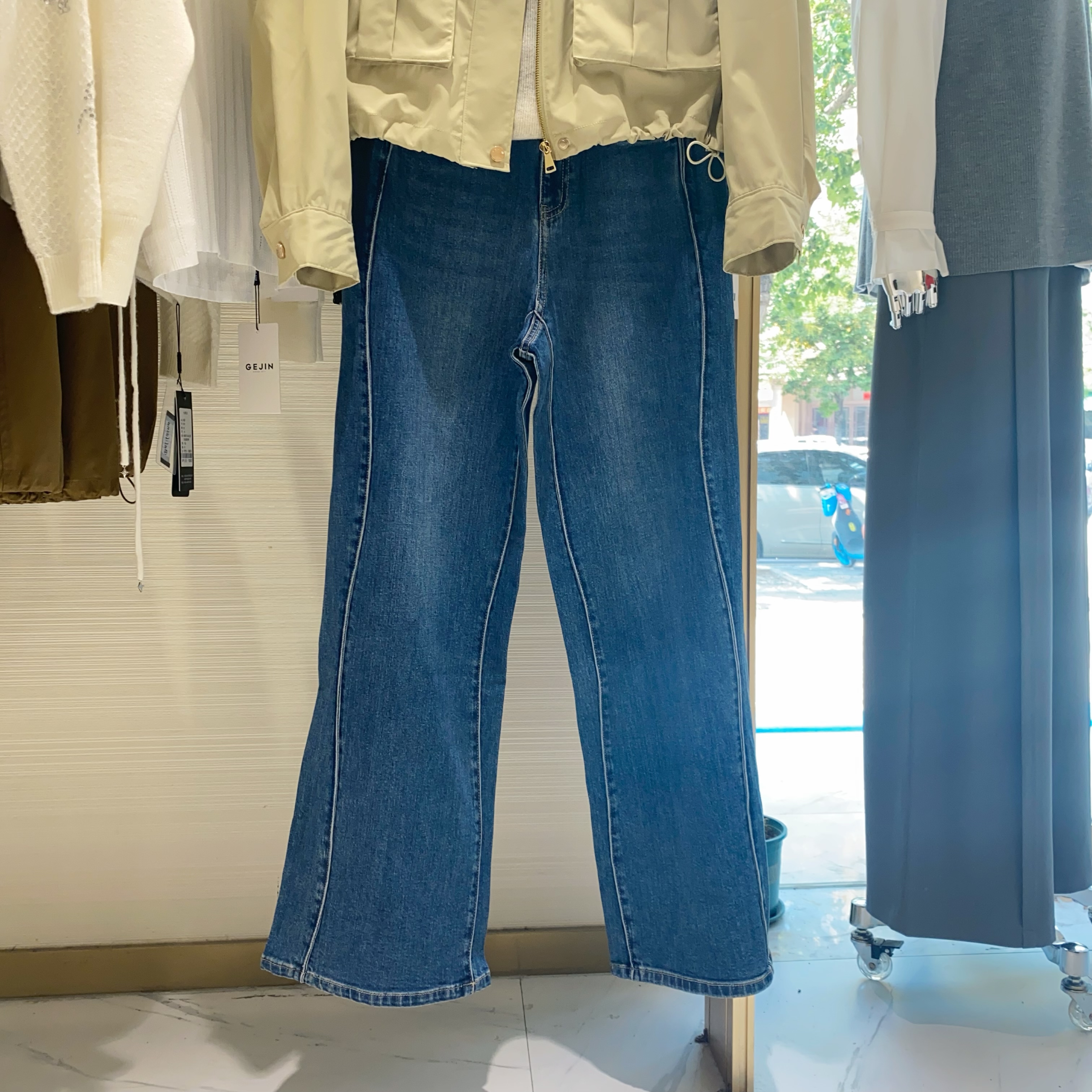 GEJIN/歌锦2024早秋新款时尚高腰韩版休闲牛仔裤9122430169