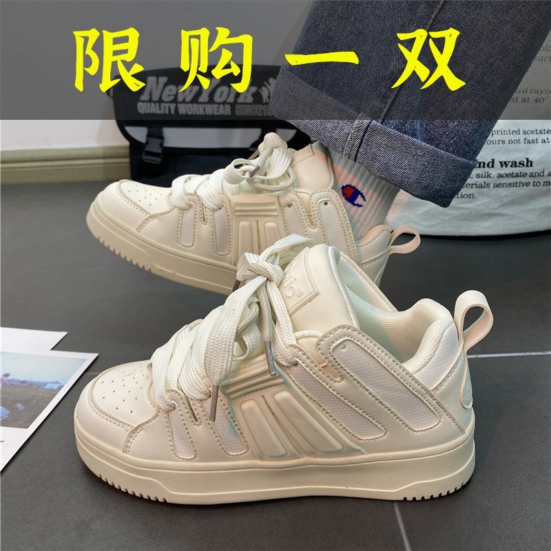 百丽纯爱女学院风复古面包鞋秋季2023新款休闲情侣厚底运动鞋爆
