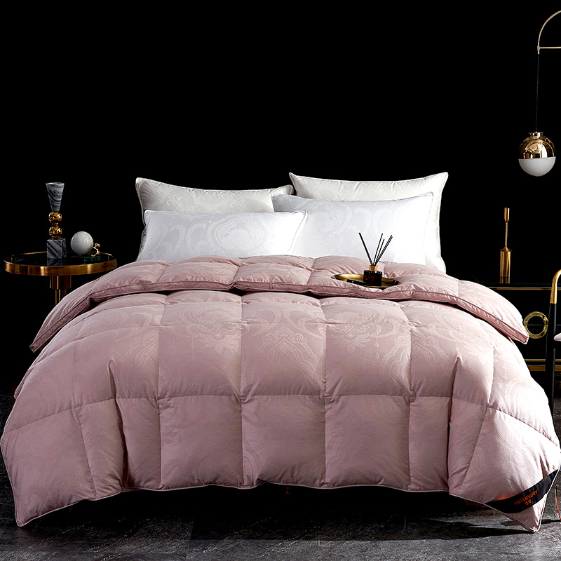 120支全棉提花鹅绒被现场充绒高支大朵吊鹅绒被100%正品被子