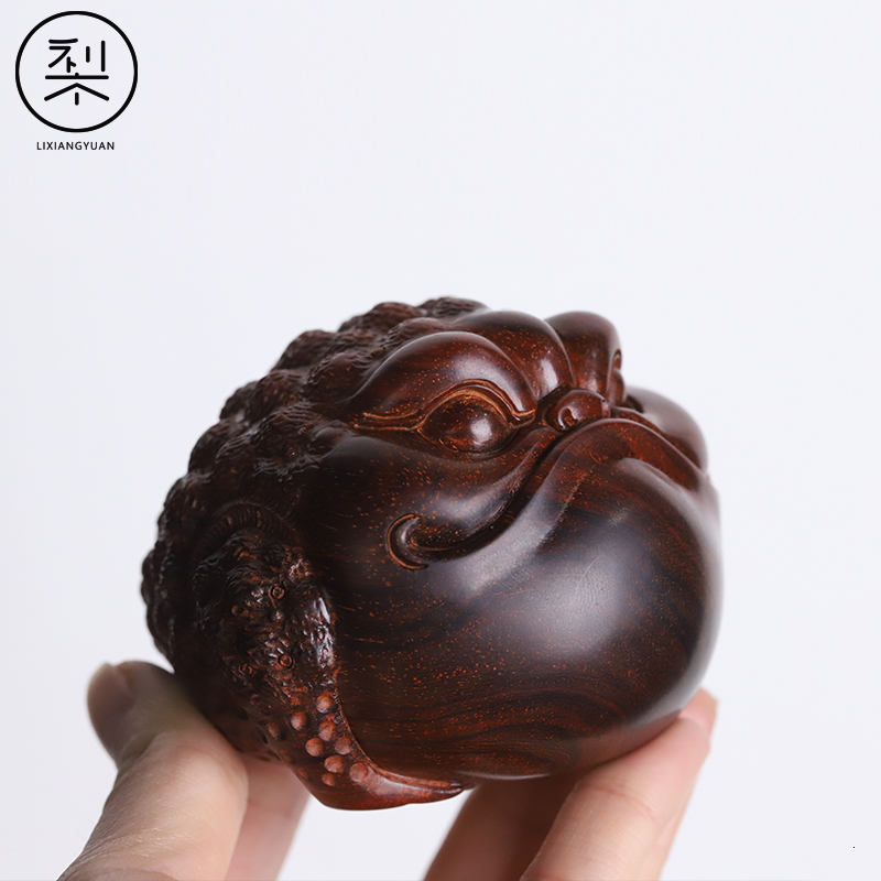 梨香院三足金蟾手把件印度小叶紫檀木文玩把玩物件手工雕刻小件