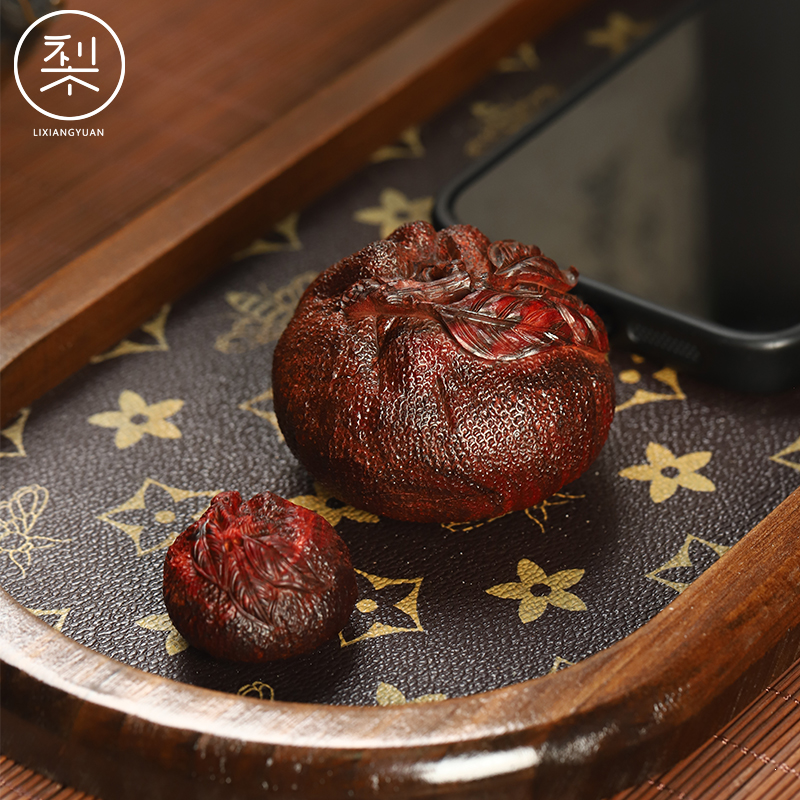 梨香院橘子手把件印度小叶紫檀檀香紫檀盘玩红木茶宠送礼大吉大利