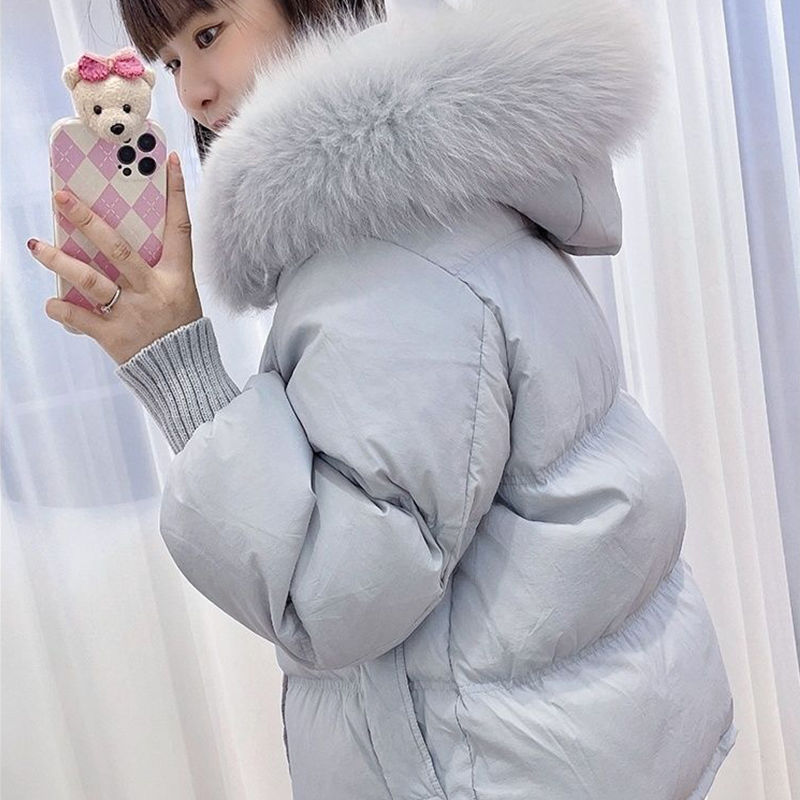 冬季短款羽绒服女冬2023小个子加厚保暖白色大毛领外套洋气学生