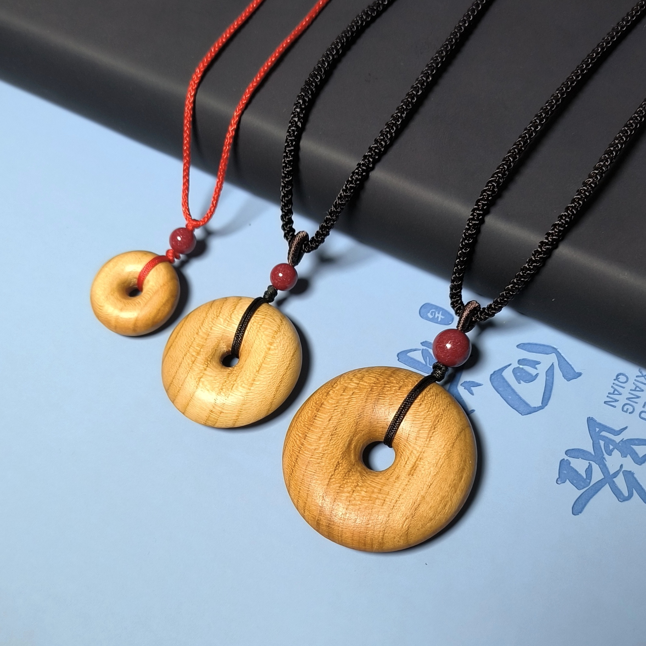 桃木平安扣吊坠儿童项链钥匙扣包挂挂件男女同款