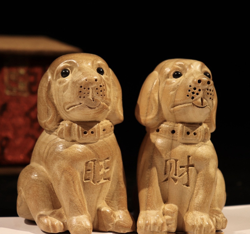 桃木雕刻十二生肖狗 工艺品摆件 装饰摆件 