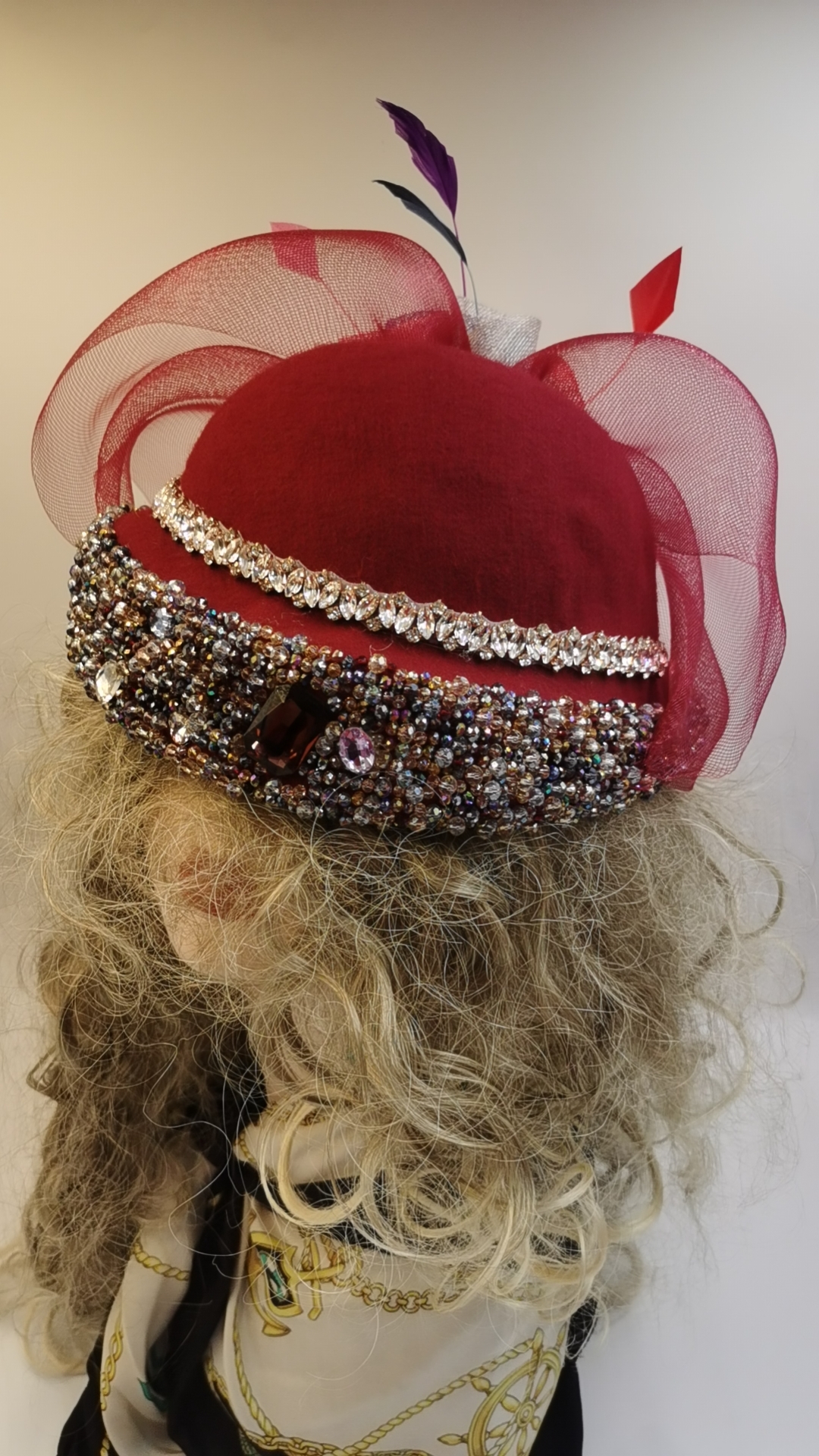 夜上海手工重工水钻纱复古优雅高档时尚礼帽