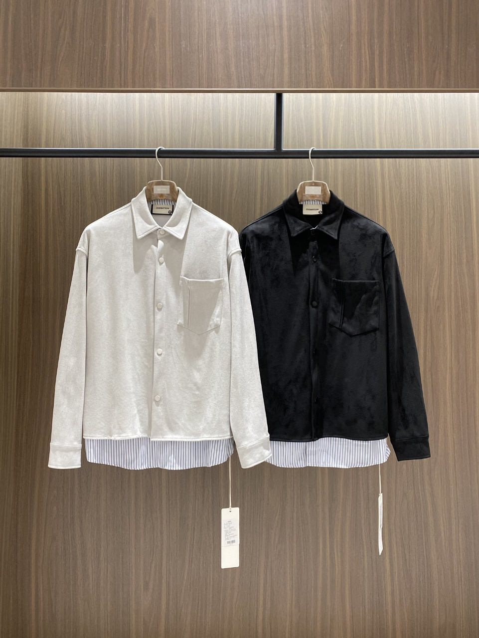 韩系假两件外套衬衫拼接休闲时尚百搭外套