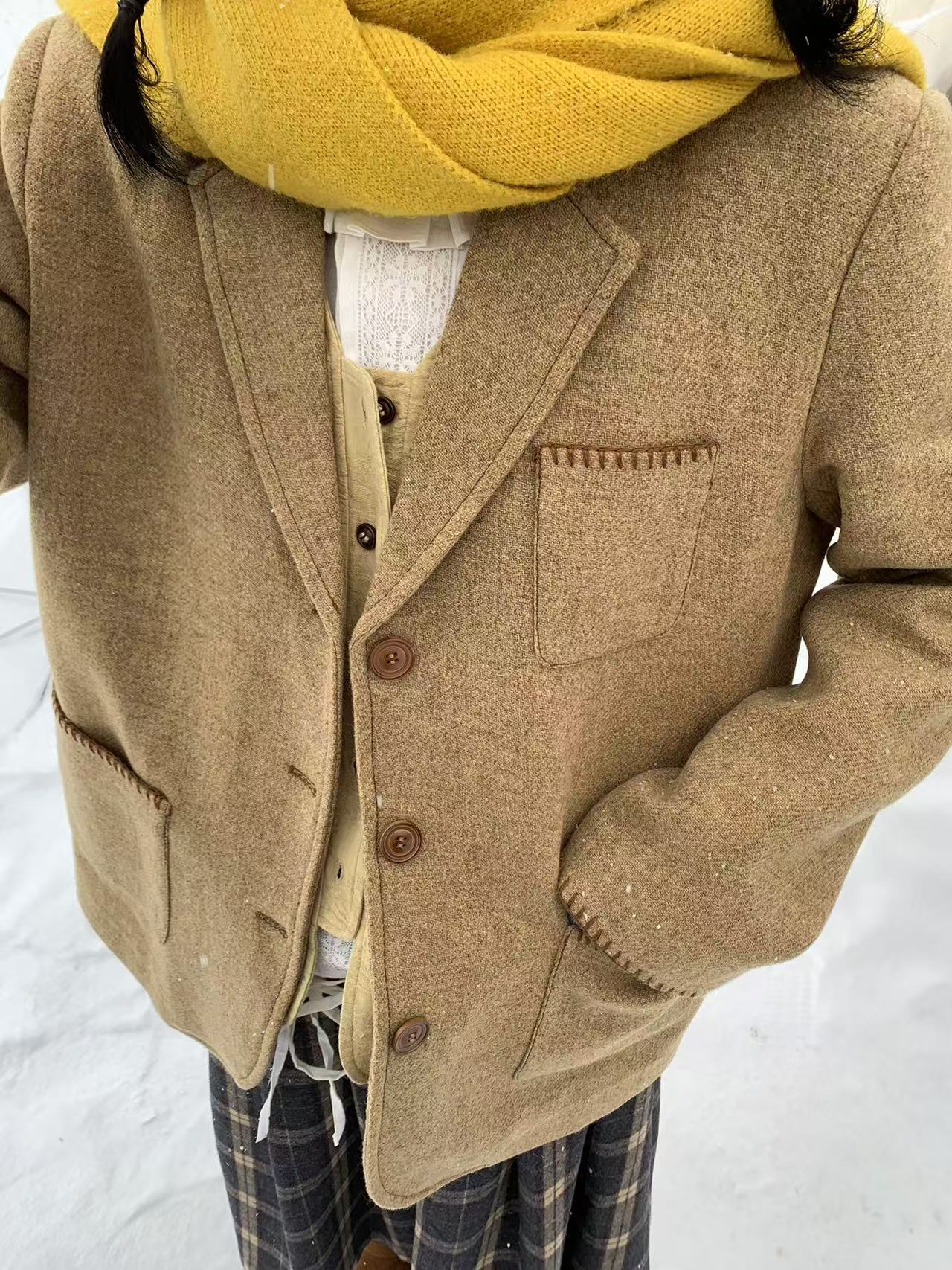 秋屿moment 自制 复古百搭宽松设计感西装外套