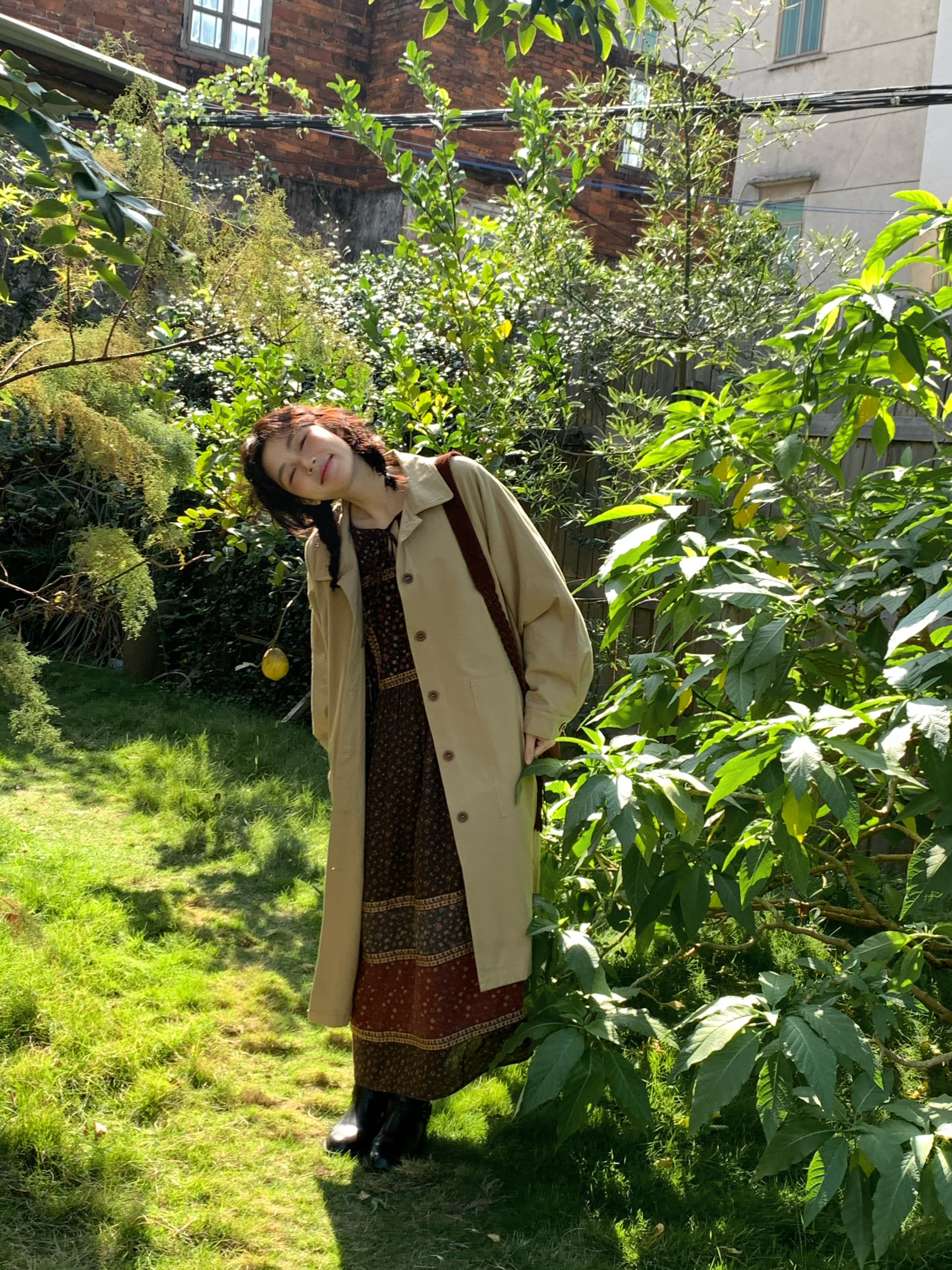 秋屿moment 自制 春秋宽松休闲百搭系扣中长款风衣外套