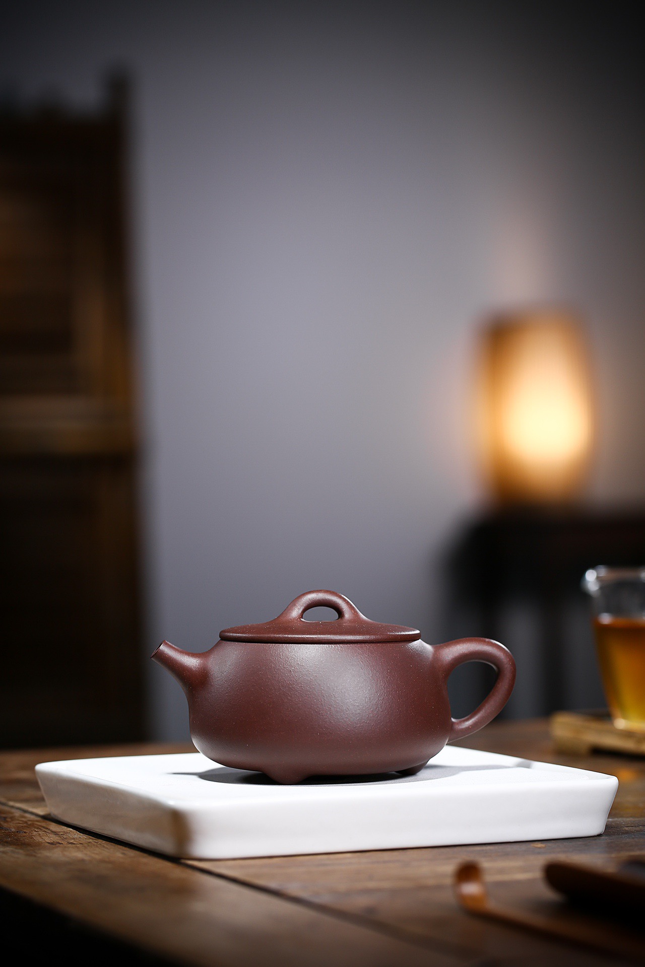 【正高工王林仙紫砂】宽口石瓢·老紫泥·400ml·精工半手