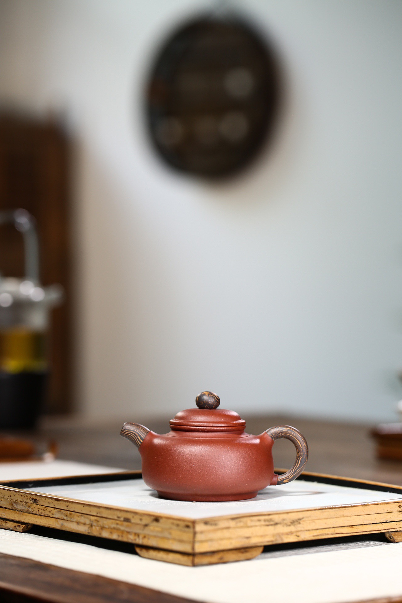 【正高工王林仙紫砂壶】木纹矮德钟·精工半手·黄龙山原矿清水泥·120