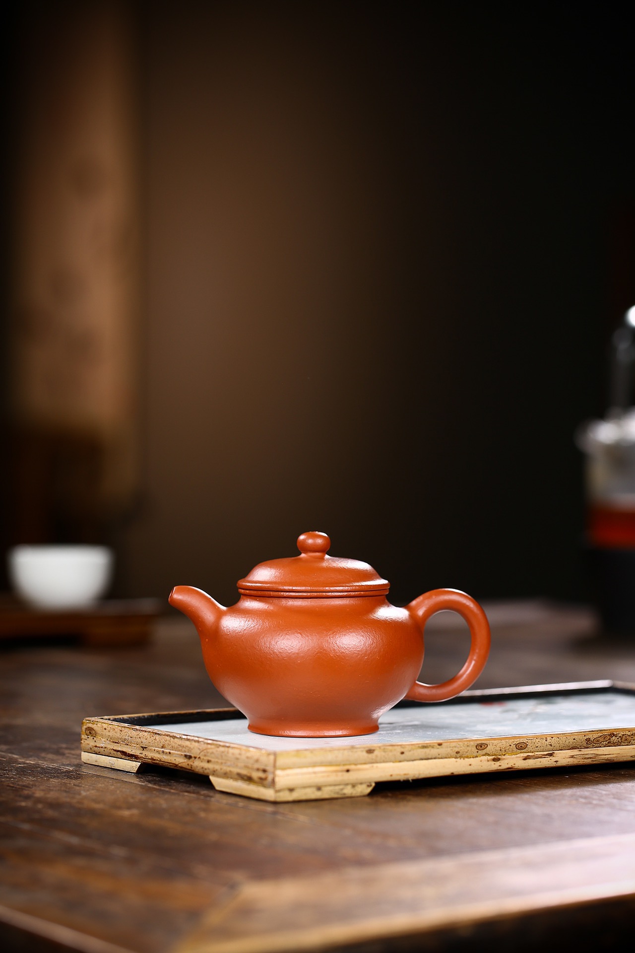 【国工蒋志敏紫砂壶】掇只·精工半手·黄龙山原矿梨皮朱泥·220ml