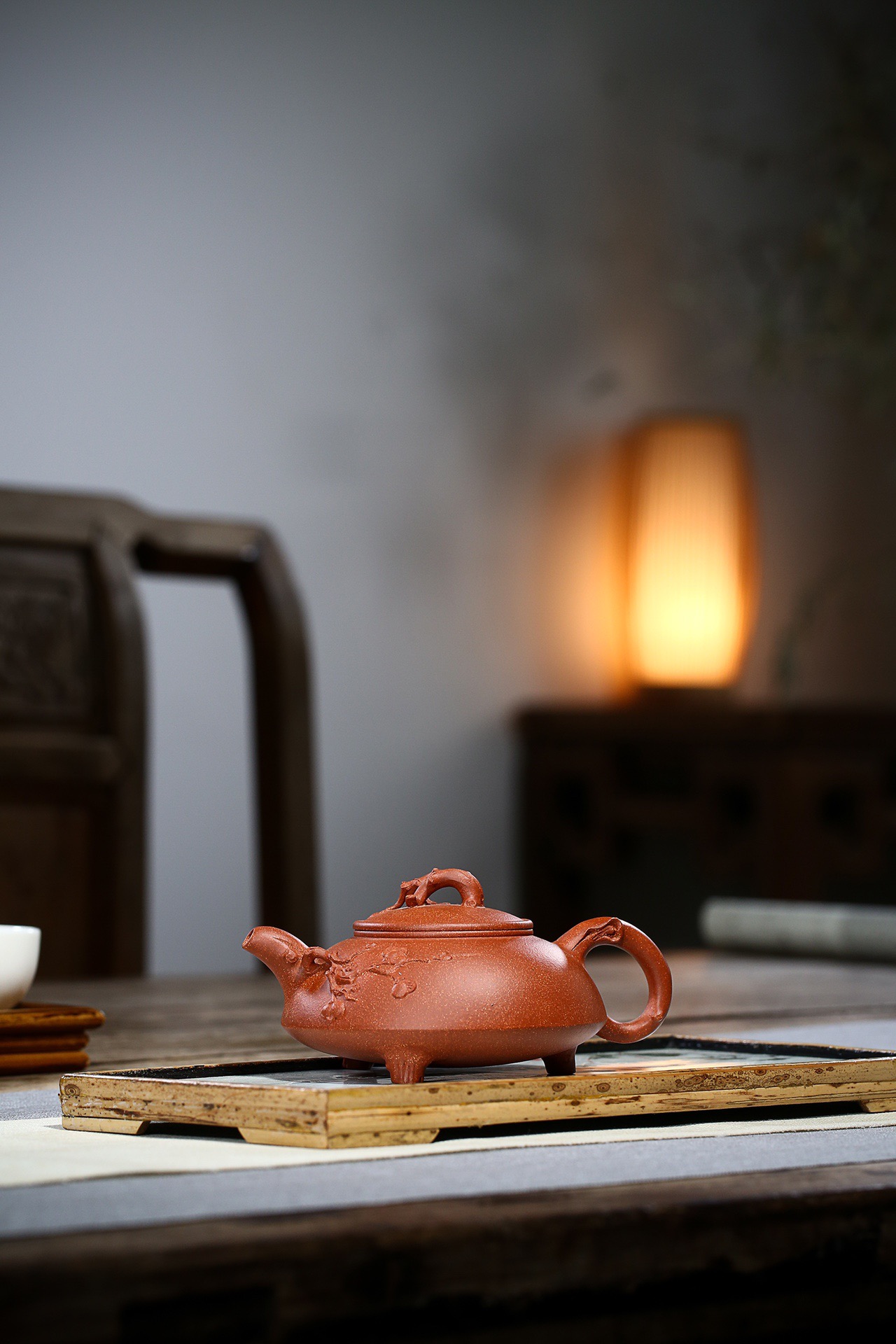 【正高工王林仙紫砂】暗梅飘香壶·降坡泥·260ml·精工半手