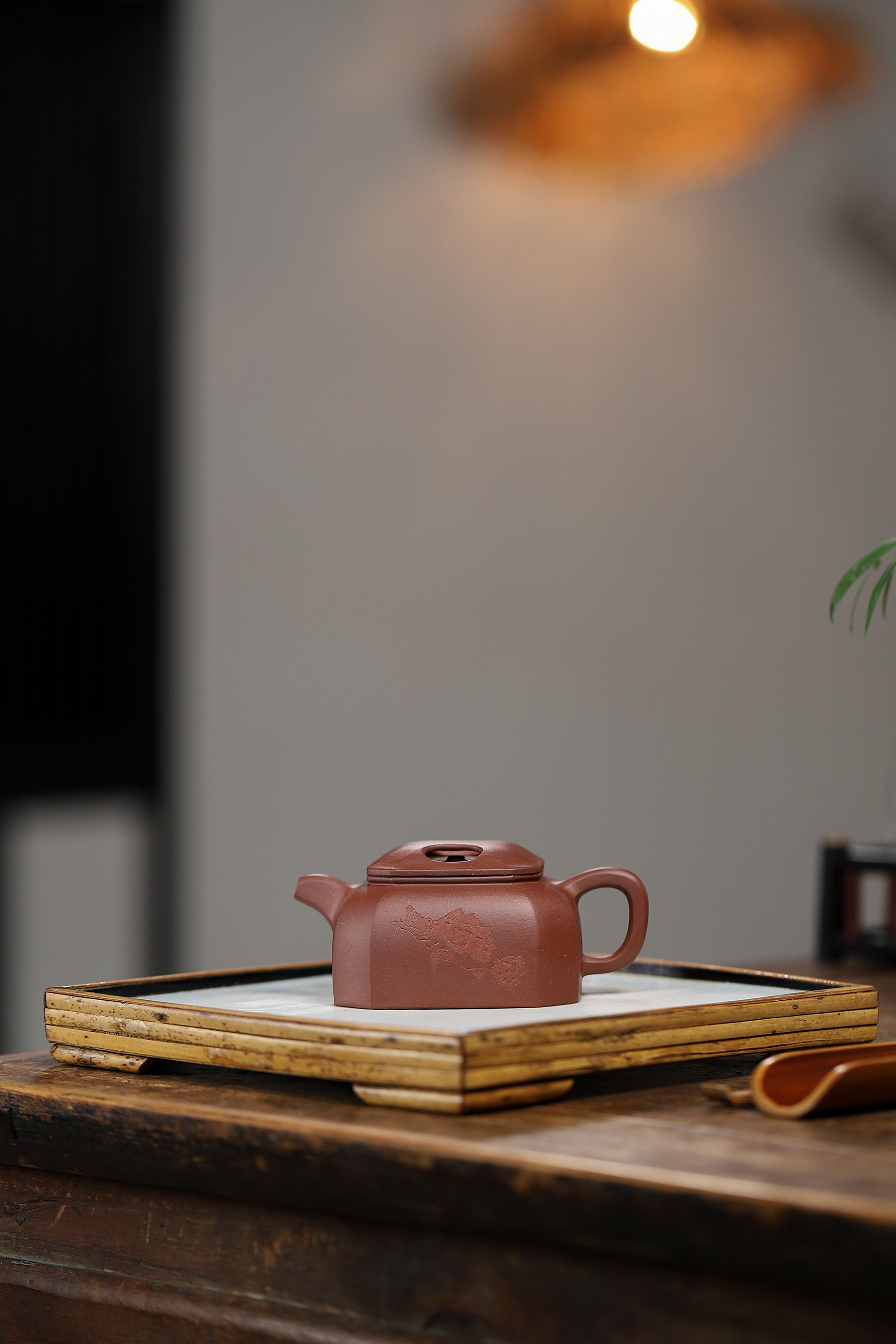 【国工蒋洁紫砂壶】四方牛盖·黄龙山原矿底槽清·200ml·精工半手