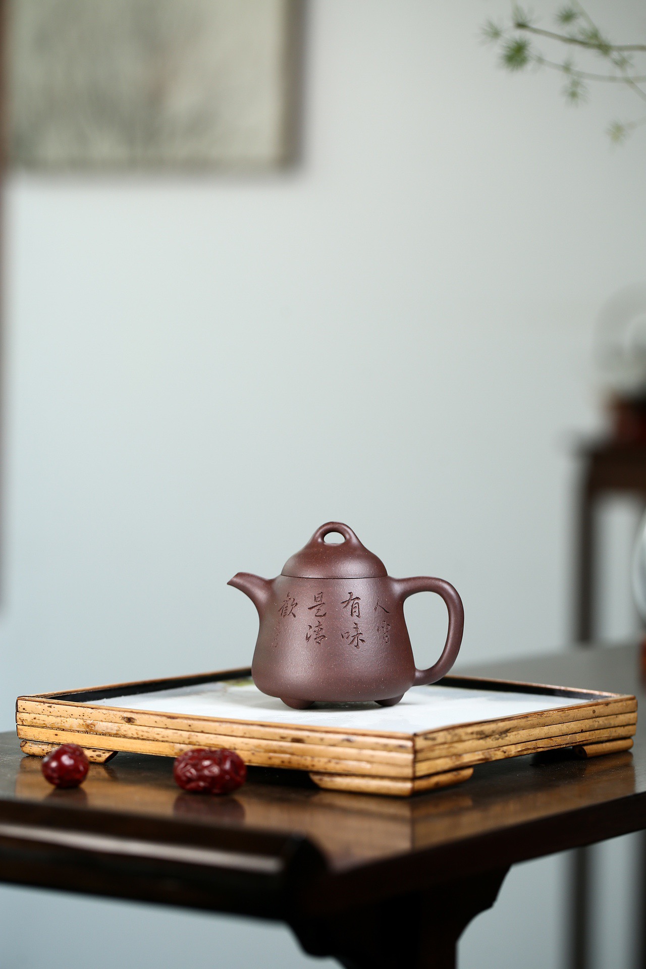 【国工蒋洁紫砂壶】高石瓢·全手工·120ml·黄龙山原矿老紫泥