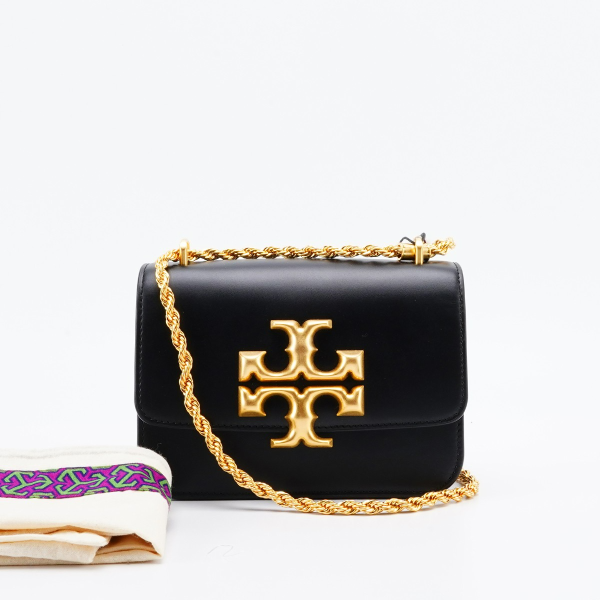 未使用 TORY BURCH/汤丽柏琦 【诗诗】金砖小号黑色链条包