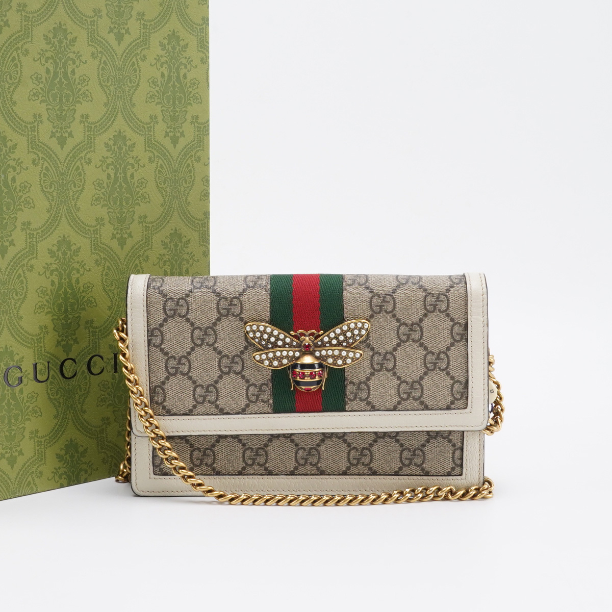 99新 GUCCI/古驰 【诗诗一口价】玛格丽特蜜蜂woc链条包/BG22006012