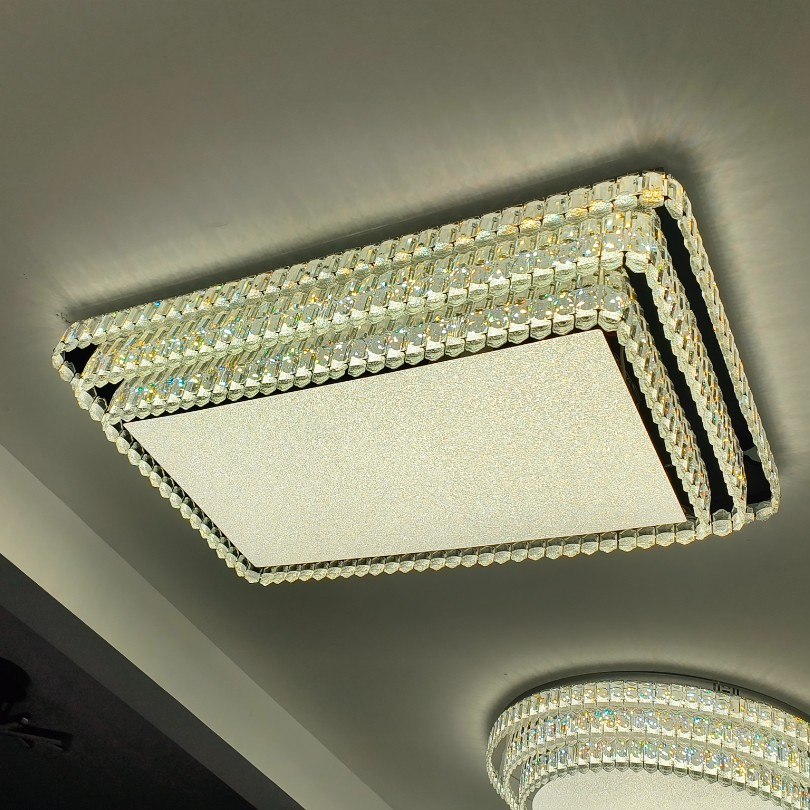 2025年新款客厅水晶吸顶灯超亮高端轻奢简约LED灯具中山方形家用