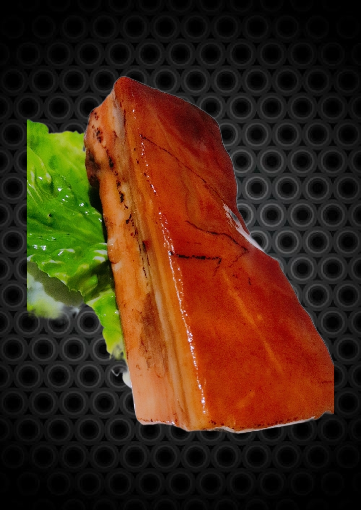 精品肉石，天然形成，带皮红五花肉