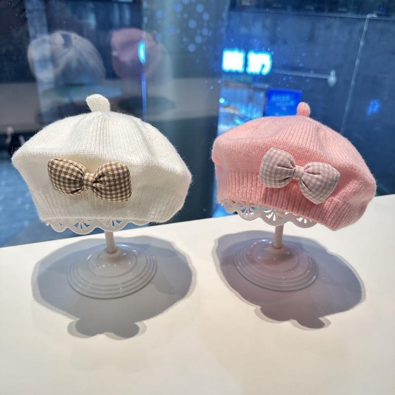 儿童贝雷帽女宝宝帽子秋冬季韩版洋气婴幼儿女童针织毛线画家帽潮