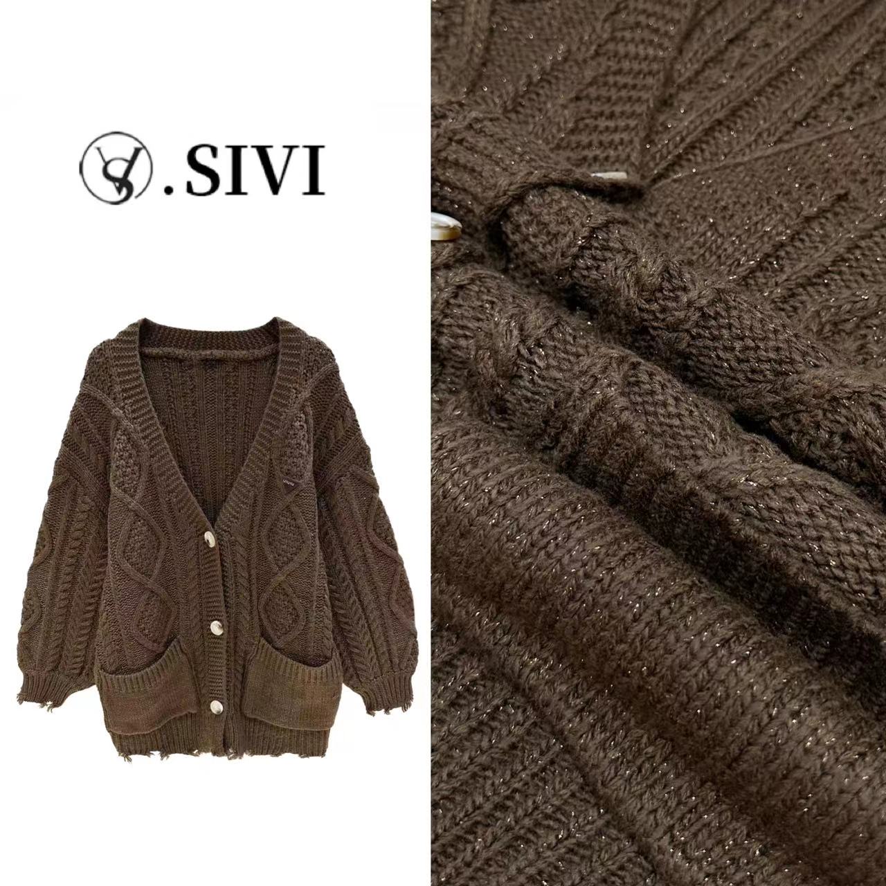 熙薇慵懒感毛衣外套【诗情画意】秋季新款休闲上衣F6480