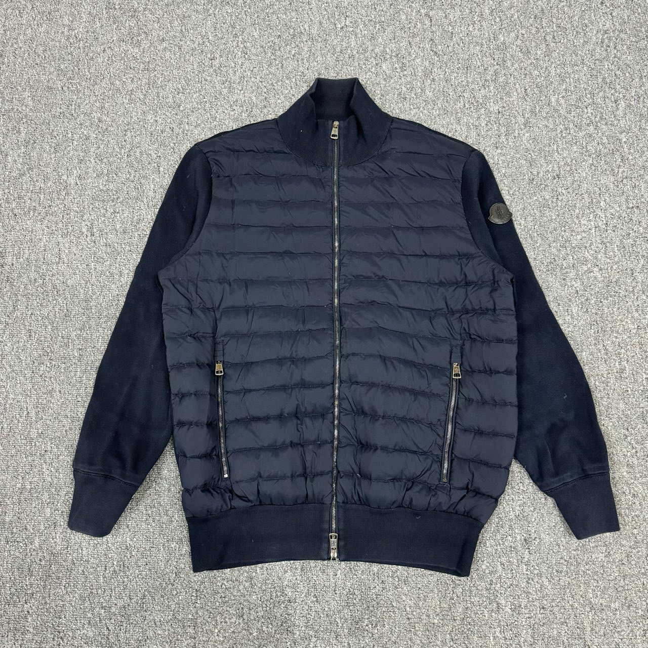 Moncler蒙口 藏蓝色针织拼接羽绒服夹克外套 XL码99新 10514324