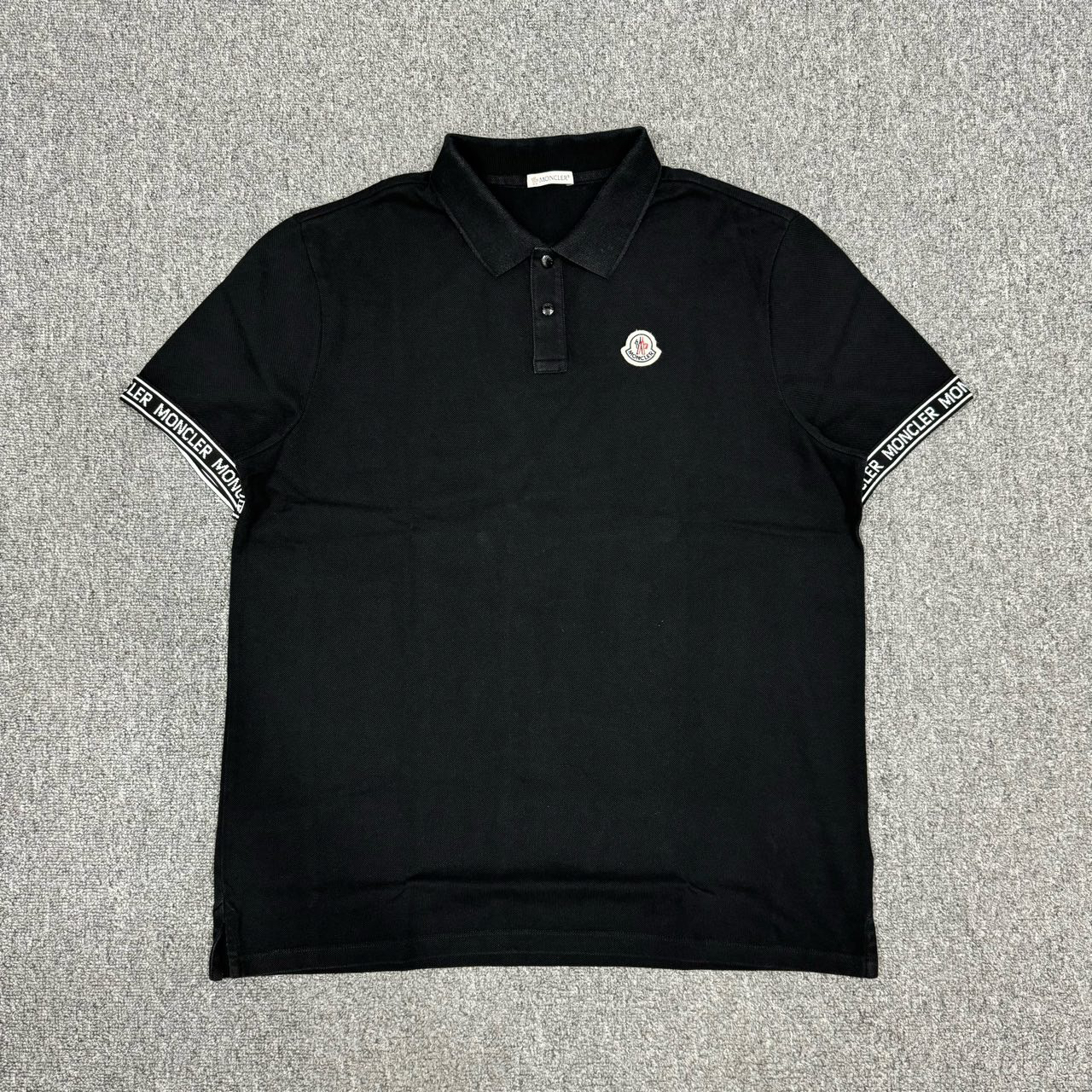 Moncler蒙口 新款黑色刺绣logo短袖Polo衫 XL码99新 9878449