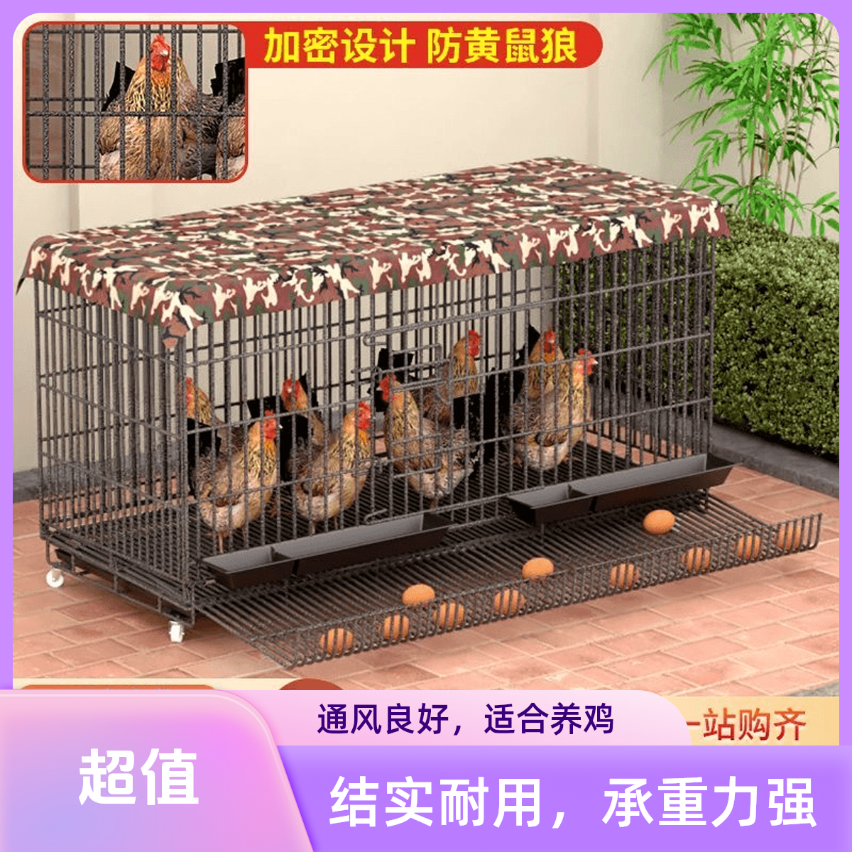 鸡笼子自动滚蛋鸡笼家用大号特大加粗养殖笼鸡舍鸡笼鸭笼折叠养鸡