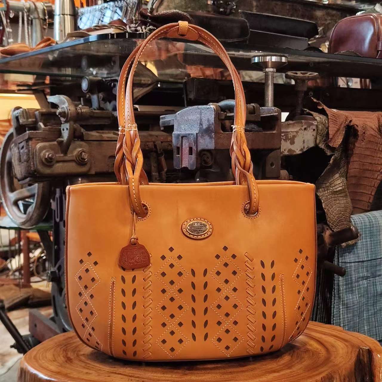 制道手工皮具经典单肩包手提包手拎包男女12185