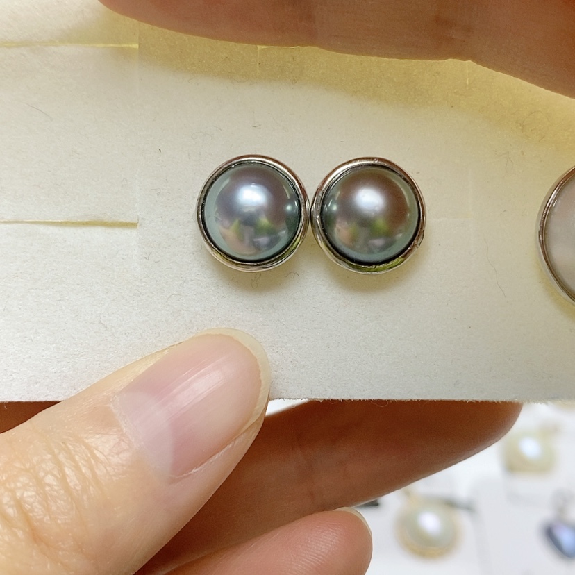 【闪购商品】拼合珍珠（马贝珠）耳饰银S925镶嵌